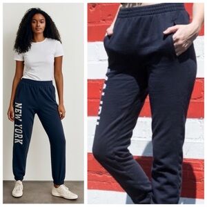 Brandy Melville John Galt New York Rosa Jogger Sweatpants, Navy Blue sz. S